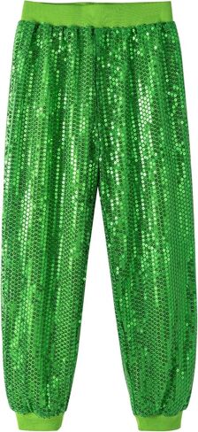 LOLANTA 2Pcs Girls Dance Outfits Cropped Sequin Jacket Pants Set, Kids Hip Hop Dance Costumes for 80s 90s Party 5-15 Years in Saudi Arabia