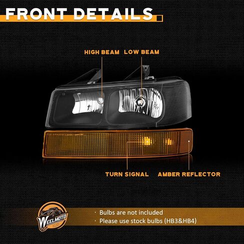 Headlights For 2003-2014 Chevy Express 1500 / GMC Savana 1500; Headlight Assembly Compatible with 2003-2023 Chevy Express 2500 3500 / GMC Savana 2500 3500 Headlamp Replacement Right+Left Side in Kuwait