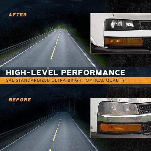 Headlights For 2003-2014 Chevy Express 1500 / GMC Savana 1500; Headlight Assembly Compatible with 2003-2023 Chevy Express 2500 3500 / GMC Savana 2500 3500 Headlamp Replacement Right+Left Side in Kuwait