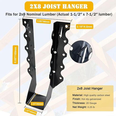 Joist Hanger, 18 Gauge Black Anti-Corrosion Coating Face Mount Joist Hangers, Wood Hurricane Ties, Rafters Tie in Saudi Arabia