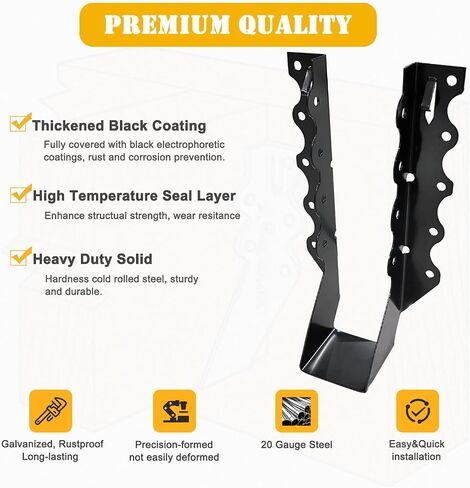 Joist Hanger, 18 Gauge Black Anti-Corrosion Coating Face Mount Joist Hangers, Wood Hurricane Ties, Rafters Tie in Saudi Arabia