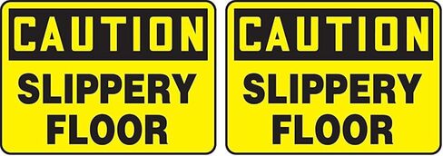 Accuform MSTF625XV Adhesive Dura-Vinyl Sign, Legend "Caution Slippery Floor", 7" Length x 10" Width x 0.006" Thickness, Black on Yellow in Saudi Arabia