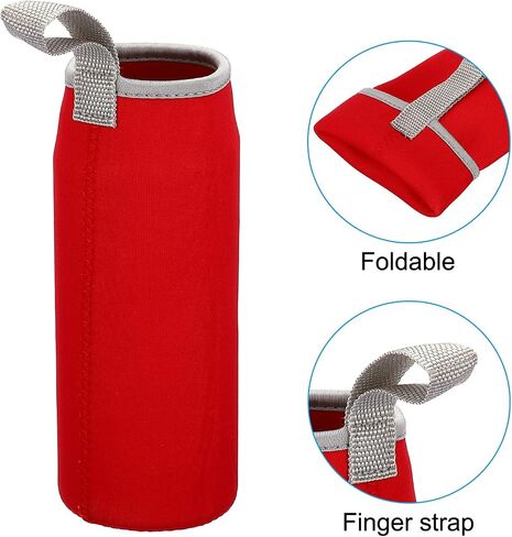 PATIKIL 65mmx180mm Water Bottle Sleeve, 4 Pack Neoprene Insulated Bottle Bag Holder Carrier Pouch with Finger Strap, Red in Saudi Arabia