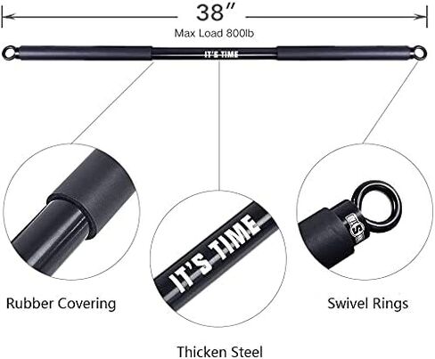 INNSTAR Home Gym Workout Bar 38 "أسود أقصى تحميل 800 رطل لأشرطة المقاومة لتدريب كامل الجسم وتمارين رفع الطاقة بار اللياقة البدنية (أسود-38 بوصة) in Saudi Arabia