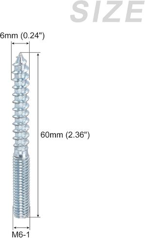 METALLIXITY Double Ended Screws (M6 Thread 60mm Long) 10pcs, Hanger Bolts Self-Tapping Double Sided Screws - for Home Repairs in Saudi Arabia