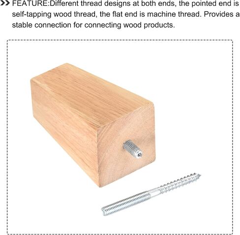 METALLIXITY Double Ended Screws (M6 Thread 60mm Long) 10pcs, Hanger Bolts Self-Tapping Double Sided Screws - for Home Repairs in Saudi Arabia