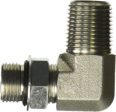 Brennan Industries 6806-08-08-NWO-FG تركيب أنبوب الكوع من الفولاذ المطروق 90 ​​درجة، 3/4 بوصة - 16 SAE ORB × 1/2 بوصة - 14 خيط NPTF، 1/2 بوصة حلقة دائرية قابلة للتعديل للذكور × 1/ 2" ذكر NPTF in Saudi Arabia