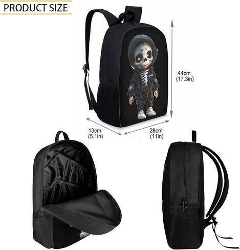 Bulopur 3 Pcs Funny Skull Skeleton Print School Bag Set, Kids Backpack Laptop Bookbags Insulated Lunch Bag Pencil Case Organizer for Middle School in Kuwait