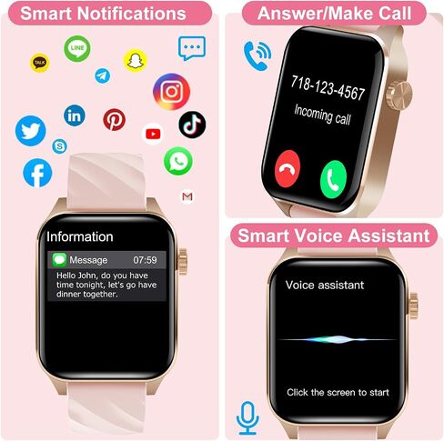 Fitness Tracker (Answer/Make Calls), 1.85" Smart Watch with 24/7 Heart Rate, Blood Oxygen Monitor, Sleep Tracker, 100+ Sport Mode, IP68 Waterproof Activity Tracker, Compatible with iOS & Android,Black in Saudi Arabia