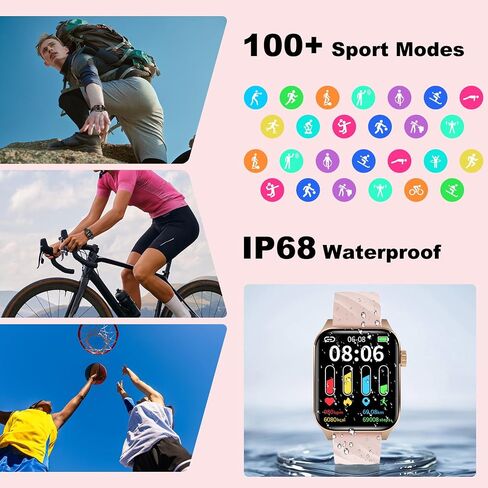 Fitness Tracker (Answer/Make Calls), 1.85" Smart Watch with 24/7 Heart Rate, Blood Oxygen Monitor, Sleep Tracker, 100+ Sport Mode, IP68 Waterproof Activity Tracker, Compatible with iOS & Android,Black in Saudi Arabia