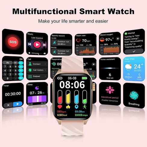 Fitness Tracker (Answer/Make Calls), 1.85" Smart Watch with 24/7 Heart Rate, Blood Oxygen Monitor, Sleep Tracker, 100+ Sport Mode, IP68 Waterproof Activity Tracker, Compatible with iOS & Android,Black in Saudi Arabia
