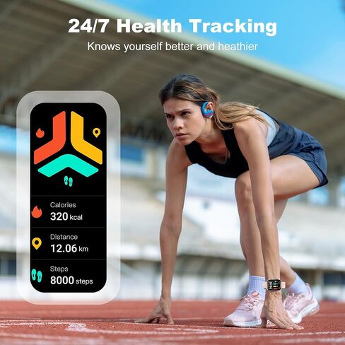 Fitness Tracker (Answer/Make Calls), 1.85" Smart Watch with 24/7 Heart Rate, Blood Oxygen Monitor, Sleep Tracker, 100+ Sport Mode, IP68 Waterproof Activity Tracker, Compatible with iOS & Android,Black in Saudi Arabia