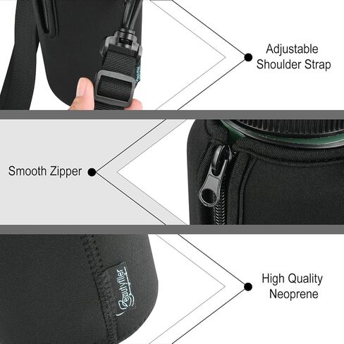 Beautyflier 2pcs Neoprene Water Bottle Sleeve Insulator Cooler, Compatible with Nalgene Water Bottle 32OZ, with Adjustable Shoulder Strap for Hydro Flask Wide Mouth Bottle 32oz, etc. (Black, 2pcs) in Saudi Arabia