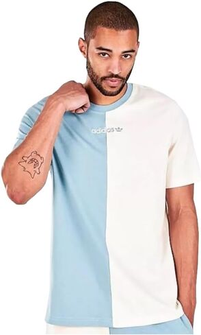 adidas Men's Short-Sleeve Originals Color Split Tee/T-Shirt (US, Alpha, X-Large, Regular, Regular, Blue/Off-White) in Saudi Arabia