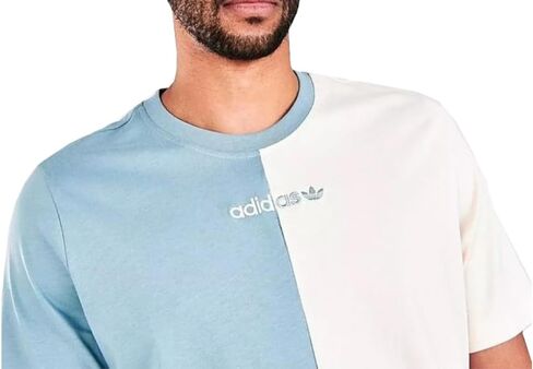 adidas Men's Short-Sleeve Originals Color Split Tee/T-Shirt (US, Alpha, X-Large, Regular, Regular, Blue/Off-White) in Saudi Arabia