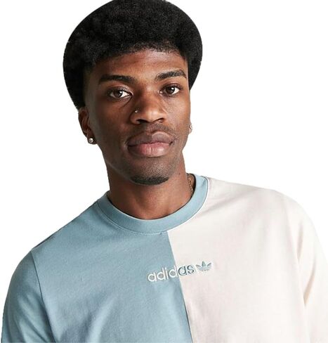 adidas Men's Short-Sleeve Originals Color Split Tee/T-Shirt (US, Alpha, X-Large, Regular, Regular, Blue/Off-White) in Saudi Arabia