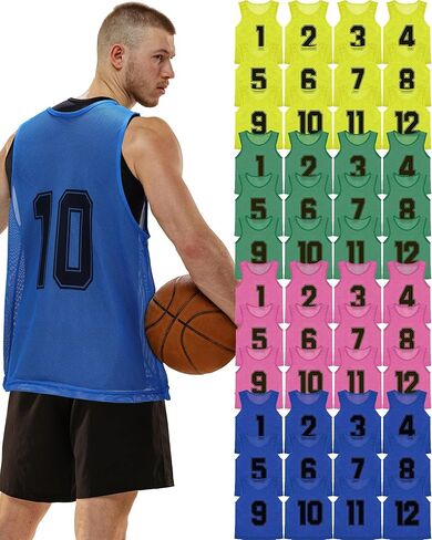 48 Pcs Pinnies for Sports Double Soccer Penny Soccer Pinnies Scrimmage Vests Mesh Basketball Team Practice Jersey in Saudi Arabia