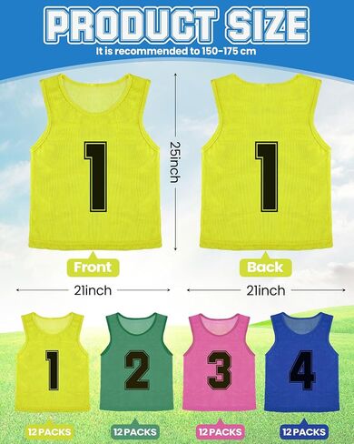 48 Pcs Pinnies for Sports Double Soccer Penny Soccer Pinnies Scrimmage Vests Mesh Basketball Team Practice Jersey in Saudi Arabia