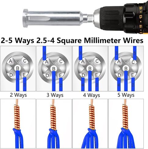 2PCS Wire Twisting Tools, 2-6 Way Wire Stripper and Twister Hex Shank Electrical Cable Wire Stripping Tool Spin Twisting Wire Connector Socket for Power Drill Drivers in Saudi Arabia