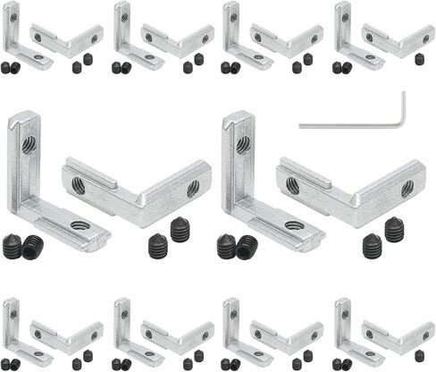 20Pcs T Slot Inside Corner Connector with Screws, Black 2020 Aluminum Extrusion Brackets Gusset, Aluminum L Bracket Connector for 2020 Series Aluminum Extrusion Profile with Slot 6mm in Saudi Arabia