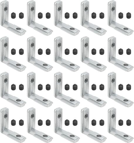 20Pcs T Slot Inside Corner Connector with Screws, Black 2020 Aluminum Extrusion Brackets Gusset, Aluminum L Bracket Connector for 2020 Series Aluminum Extrusion Profile with Slot 6mm in Saudi Arabia