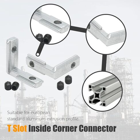 20Pcs T Slot Inside Corner Connector with Screws, Black 2020 Aluminum Extrusion Brackets Gusset, Aluminum L Bracket Connector for 2020 Series Aluminum Extrusion Profile with Slot 6mm in Saudi Arabia