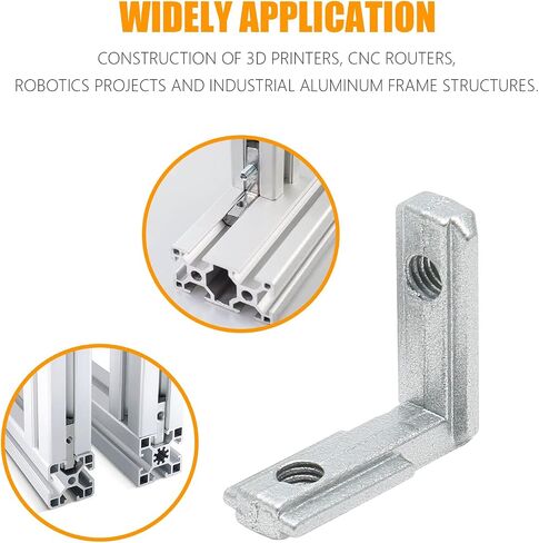 20Pcs T Slot Inside Corner Connector with Screws, Black 2020 Aluminum Extrusion Brackets Gusset, Aluminum L Bracket Connector for 2020 Series Aluminum Extrusion Profile with Slot 6mm in Saudi Arabia