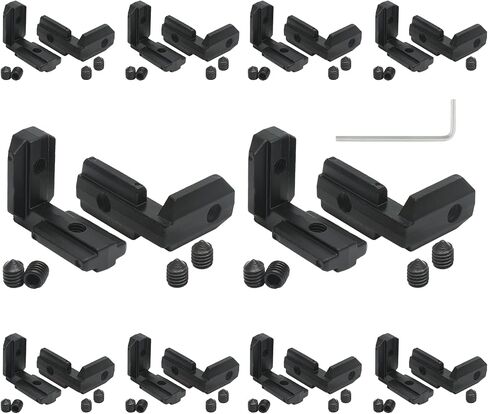 20Pcs T Slot Inside Corner Connector with Screws, Black 2020 Aluminum Extrusion Brackets Gusset, Aluminum L Bracket Connector for 2020 Series Aluminum Extrusion Profile with Slot 6mm in Saudi Arabia