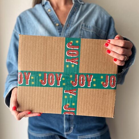 شريط تغليف مزخرف بنص عيد ميلاد سعيد، شريط تغليف وشحن لطيف للعطلات لهدايا العطلات - أحمر وردي، 1.88 بوصة × 110 ياردة (330 قدمًا) in Kuwait