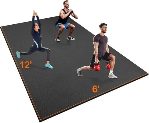 anngrowy Extre-Large Exercise Mat 8'x5'x7mm Gym Mat for Home Workout Equipment Flooring Mat Non-Slip Large Rubber Yoga Mat for Fitness, Weightlift, Cardio, Jump Rope, Plyo, MMA, Treadmill, Stretch in Saudi Arabia