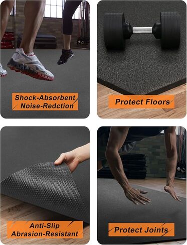 anngrowy Extre-Large Exercise Mat 8'x5'x7mm Gym Mat for Home Workout Equipment Flooring Mat Non-Slip Large Rubber Yoga Mat for Fitness, Weightlift, Cardio, Jump Rope, Plyo, MMA, Treadmill, Stretch in Saudi Arabia