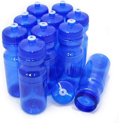Rolling Sands 24 Ounce BPA-Free Plastic Water Bottles, Set of 10, Made in USA in Saudi Arabia