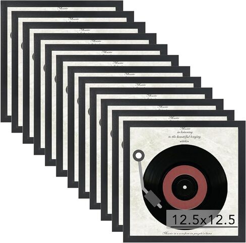 Wood Vinyl Record Frame for the Wall, Display 12.5x12.5 Album Cover and 12x12 LP Vinyl Record with Cover, Album Frames for Vinyl Records, Sturdy 12.5x12.5 Frame Black, 1 Pack in Saudi Arabia
