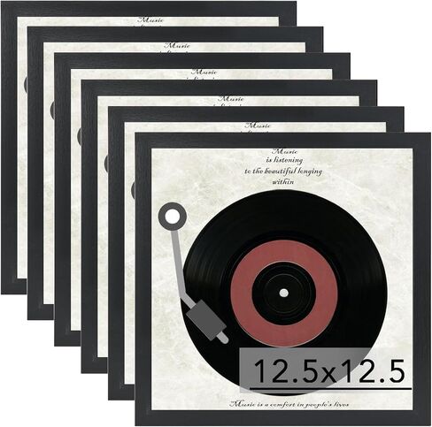 Wood Vinyl Record Frame for the Wall, Display 12.5x12.5 Album Cover and 12x12 LP Vinyl Record with Cover, Album Frames for Vinyl Records, Sturdy 12.5x12.5 Frame Black, 1 Pack in Saudi Arabia