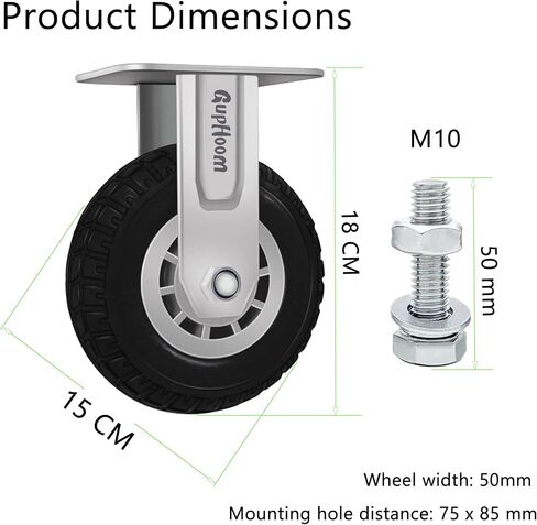 Heavy Duty Fixed Industrial Plate 3Inch Rubber Casters, No Noise Wheels Set of 2 for Cart, Furniture in Saudi Arabia
