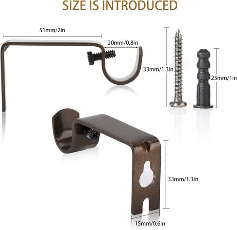 Curtain Rod Wall Bracket Set of 2 Pack Antique Black - for 1/2 inch to 5/8 inch Diameter Single Rods in Saudi Arabia