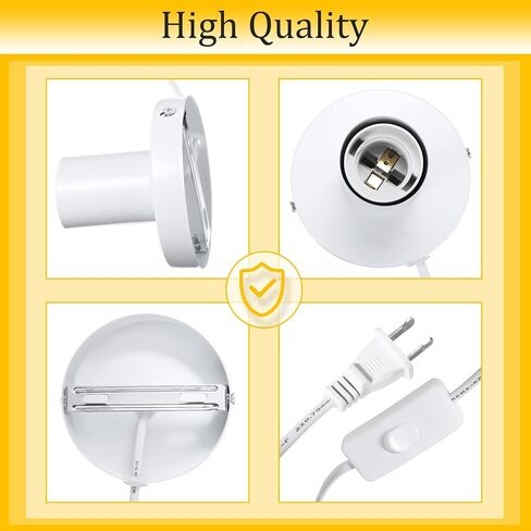 Tuanse 6 Pcs Polished Metal Desktop Lamp Base E26 E27 Screw Light Bulb Holder Base Light Sockets Base Light Bulb Base Lamp Replacement Base for Holding Bulb, 6 Feet Cord on Off Switch Plug (Black) in Saudi Arabia