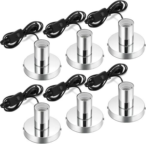 Tuanse 6 Pcs Polished Metal Desktop Lamp Base E26 E27 Screw Light Bulb Holder Base Light Sockets Base Light Bulb Base Lamp Replacement Base for Holding Bulb, 6 Feet Cord on Off Switch Plug (Black) in Saudi Arabia