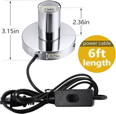 Tuanse 6 Pcs Polished Metal Desktop Lamp Base E26 E27 Screw Light Bulb Holder Base Light Sockets Base Light Bulb Base Lamp Replacement Base for Holding Bulb, 6 Feet Cord on Off Switch Plug (Black) in Saudi Arabia