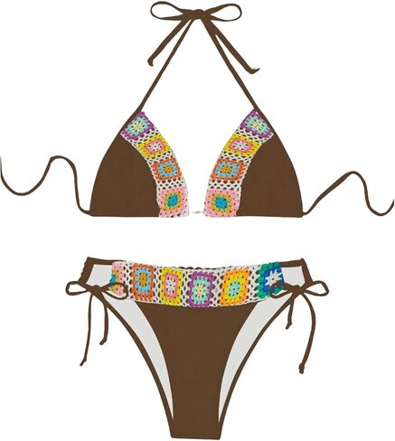 Women's 2 Piece Bikini Set Floral Boho Halter Triangle Bathing Suit Tie Side Cheeky Swimsuit in Saudi Arabia