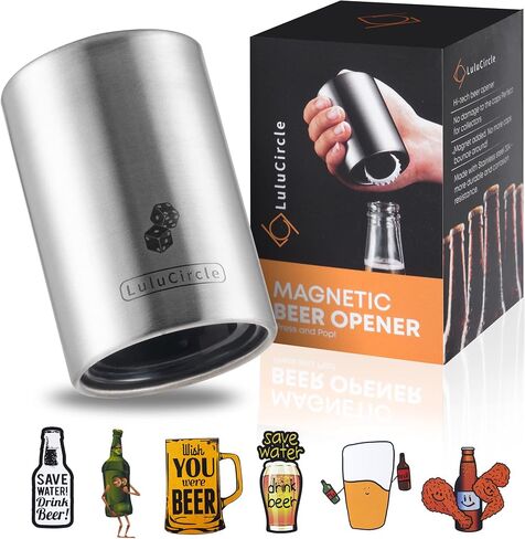 Beer Bottle Opener, Automatic Magnetic Bottle Openers, Funny Gifts, Soda Cap Opener, Stainless Steel Push Down Opener, My Beer Buddy, 2 Openers, 20 Stickers in Saudi Arabia