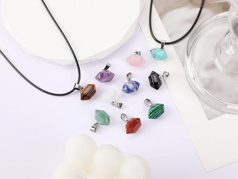 Zenkeeper المعلقات الكريستال الطبيعي سداسية وأشار كريستال الكوارتز حجر قلادة قطرة / شكل قلب شفاء الحجر المعلقات DIY الأحجار الكريمة كريستال قلادة لصنع المجوهرات قلادة in Kuwait