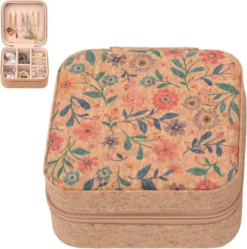 Travel Jewelry Box - Portable & Compact All-In-One Cork Jewelry Box, Gift for Women & Girls, Ideal Travel Essential (03) in Saudi Arabia