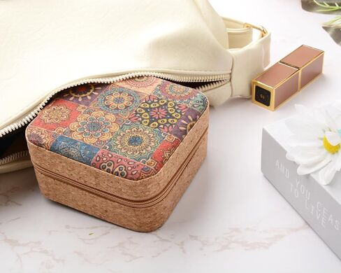 Travel Jewelry Box - Portable & Compact All-In-One Cork Jewelry Box, Gift for Women & Girls, Ideal Travel Essential (03) in Saudi Arabia