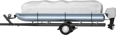 VEVOR Pontoon Boat Cover, Fit for 17'-20' Boat, Heavy Duty 600D Marine Grade Oxford Fabric, UV Resistant Waterproof Trailerable Boat Cover w/ 7 Wind-proof Straps, Gray in Saudi Arabia