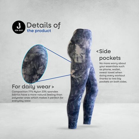 Leggings for Women Non See-Through with 2 Pockets, High Waist Control Yoga Pants. Running Fitness Leggings. in Saudi Arabia