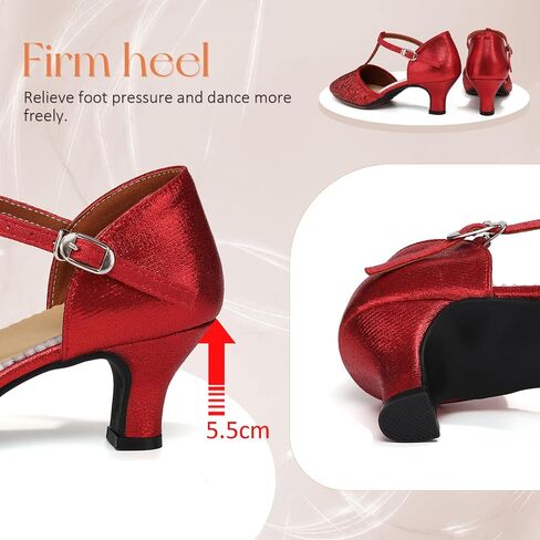 Women Latin Dance Shoes Sequin Closed Toe T-Strap Ballroom Tango Modern Wedding Party Performance Dance Shoe,Model FT-135 in Saudi Arabia