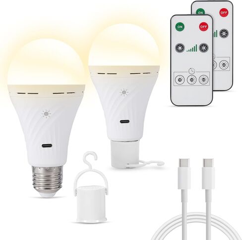 USB Rechargeable Light Bulbs with Remote, Dimmable and Timer, Wireless Light Bulbs no Plug for Lamp Refresh Long Lasting Battery Light, 2600MAH Battery Operated LED Bulbs for Home Power Outage, 900LM in Saudi Arabia