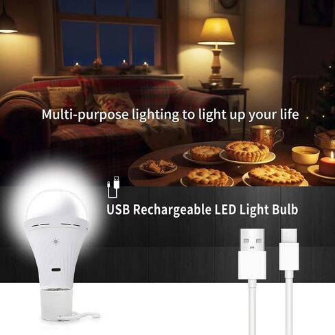USB Rechargeable Light Bulbs with Remote, Dimmable and Timer, Wireless Light Bulbs no Plug for Lamp Refresh Long Lasting Battery Light, 2600MAH Battery Operated LED Bulbs for Home Power Outage, 900LM in Saudi Arabia