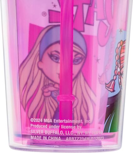 Silver Buffalo MGA Bratz Plastic Cold Cup with Lid and Bratz Logo Straw Topper Featuring Cloe, Yasmin, Jade, and Sasha, 24 Ounces in Saudi Arabia